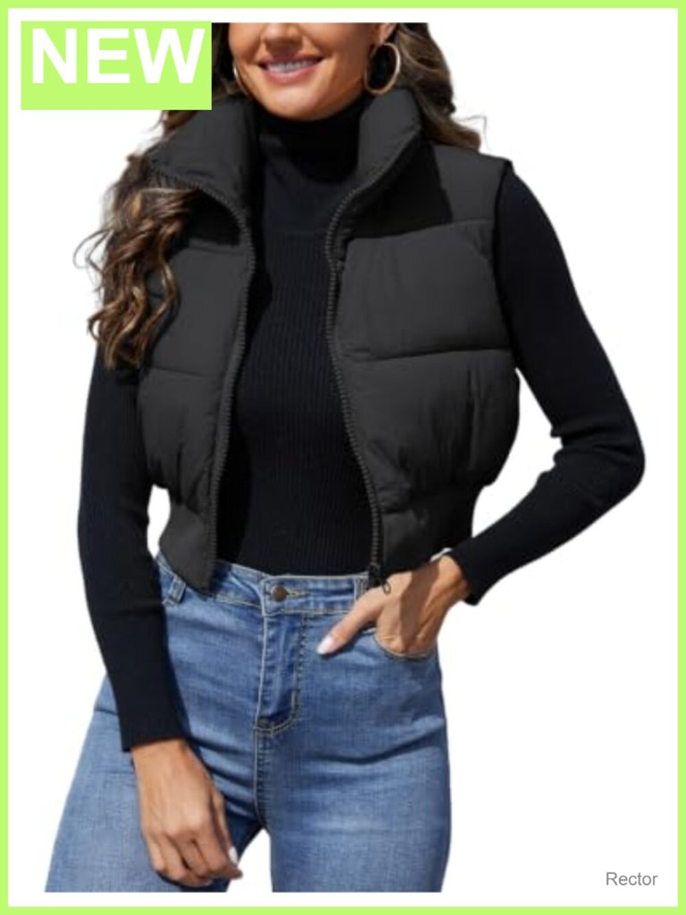 Cropped Quilted Puffer Vest Zip Up Sleeveless Jacket Loose Fit